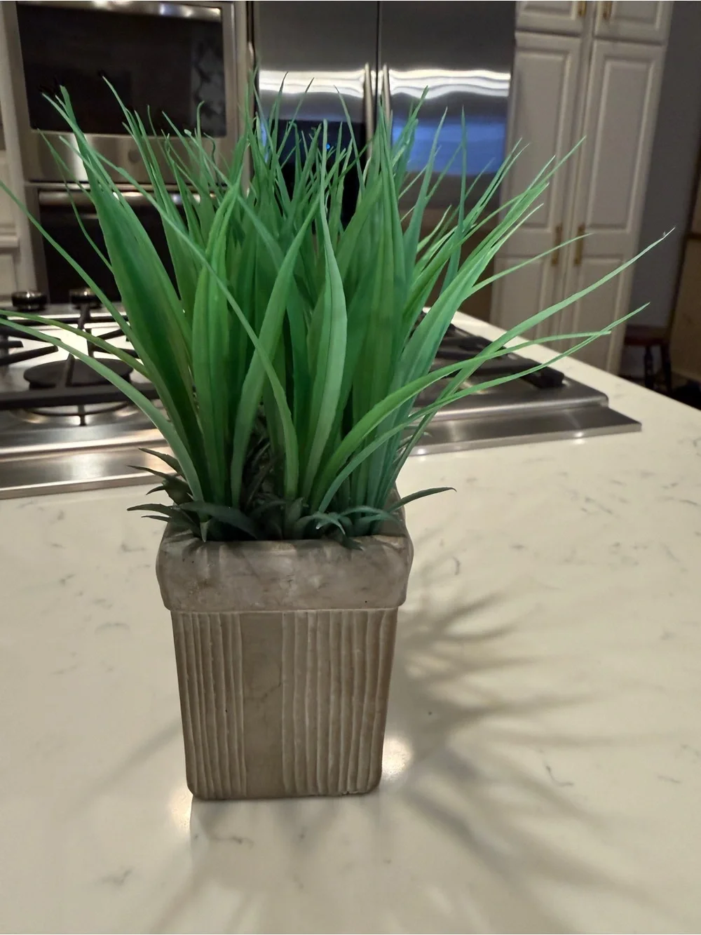Faux Grass Arrangement in Home Sweet Home Planter Farmhouse Decor